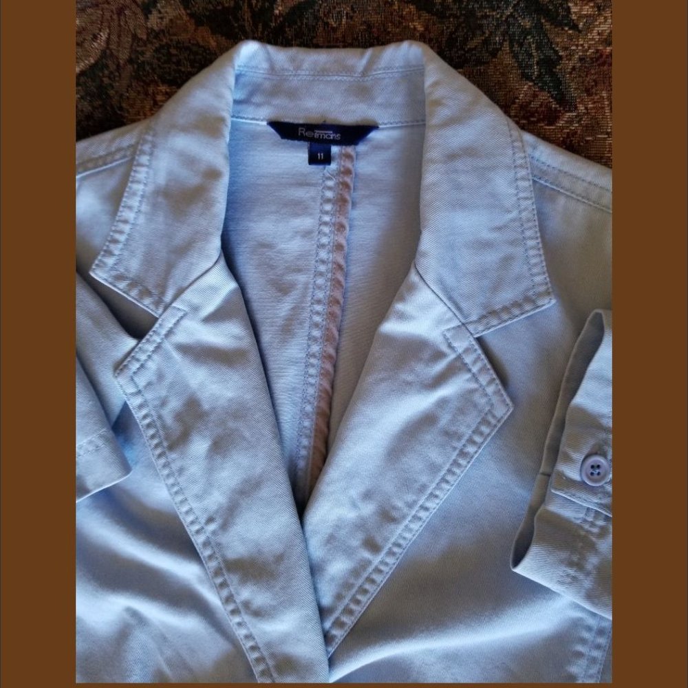 Vintage 90s, pale blue, fitted, comfortable cotton jacket/blazer, S, Reitmans